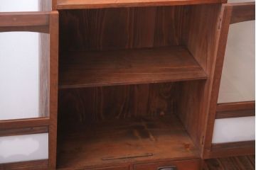 アンティーク家具　和製アンティーク　当時物色ガラス入り!小ぶりな古い木製本箱(ブックケース)