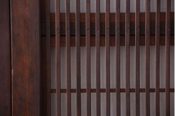和製アンティーク　裏障子付き!モールガラス入り格子戸2枚セット