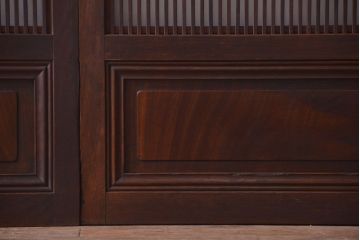 和製アンティーク　裏障子付き!モールガラス入り格子戸2枚セット
