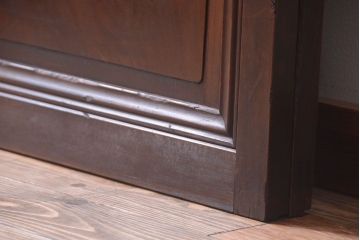 和製アンティーク　裏障子付き!モールガラス入り格子戸2枚セット