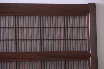 和製アンティーク　裏障子付き!モールガラス入り格子戸2枚セット