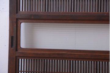 和製アンティーク　裏障子付き!モールガラス入り格子戸2枚セット