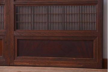 和製アンティーク　裏障子付き!モールガラス入り格子戸2枚セット