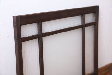アンティーク　レトロガラスがおしゃれな古い木の明り取り