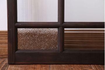 アンティーク　レトロガラスがおしゃれな古い木の明り取り
