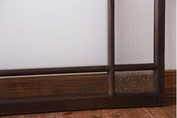 アンティーク　レトロガラスがおしゃれな古い木の明り取り