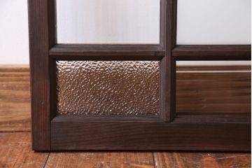 アンティーク　レトロガラスがおしゃれな古い木の明り取り