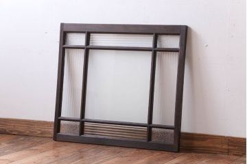 アンティーク　レトロガラスがおしゃれな古い木の明り取り
