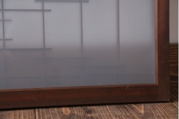 古民具・骨董　古い木製のモダンなすりガラス欄間2枚セット(明り取り、明かり取り)