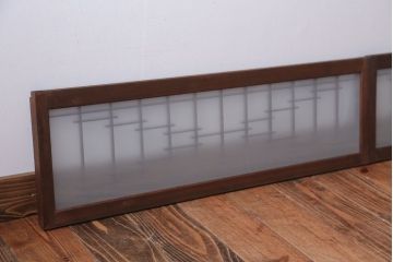 古民具・骨董　古い木製のモダンなすりガラス欄間2枚セット(明り取り、明かり取り)