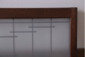 古民具・骨董　古い木製のモダンなすりガラス欄間2枚セット(明り取り、明かり取り)