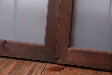 古民具・骨董　古い木製のモダンなすりガラス欄間2枚セット(明り取り、明かり取り)