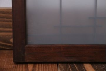 古民具・骨董　古い木製のモダンなすりガラス欄間2枚セット(明り取り、明かり取り)