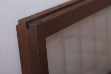 古民具・骨董　古い木製のモダンなすりガラス欄間2枚セット(明り取り、明かり取り)