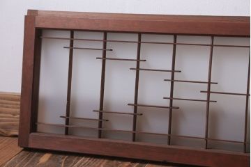 古民具・骨董　古い木製のモダンなすりガラス欄間2枚セット(明り取り、明かり取り)