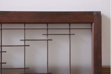 古民具・骨董　古い木製のモダンなすりガラス欄間2枚セット(明り取り、明かり取り)