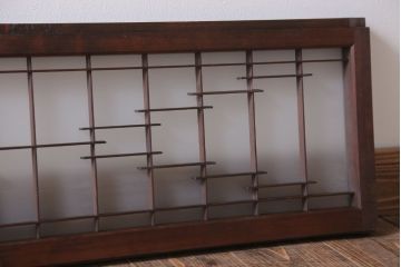 古民具・骨董　古い木製のモダンなすりガラス欄間2枚セット(明り取り、明かり取り)