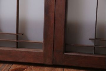 古民具・骨董　古い木製のモダンなすりガラス欄間2枚セット(明り取り、明かり取り)