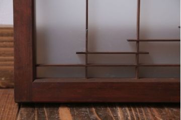 古民具・骨董　古い木製のモダンなすりガラス欄間2枚セット(明り取り、明かり取り)