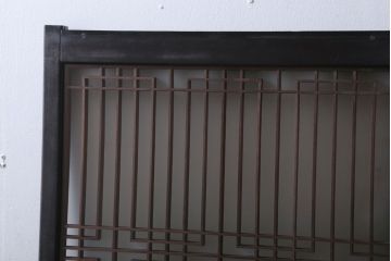 和製アンティーク　ガラス入り組子書院戸