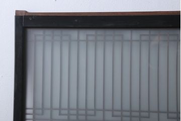 和製アンティーク　ガラス入り組子書院戸