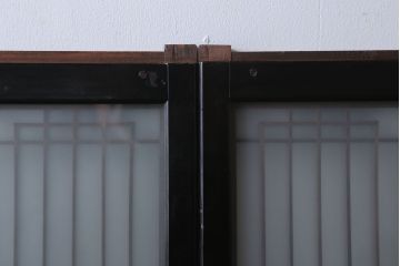和製アンティーク　ガラス入り組子書院戸