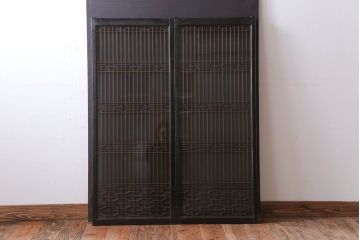和製アンティーク　ガラス入り組子書院戸