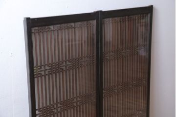 和製アンティーク　ガラス入り組子書院戸