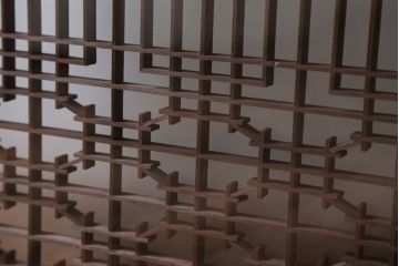 和製アンティーク　ガラス入り組子書院戸