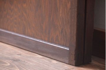  和製アンティーク　裏障子付き!すりガラス帯の格子戸2枚セット
