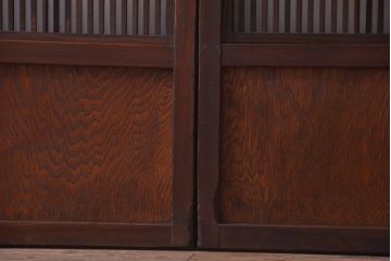  和製アンティーク　裏障子付き!すりガラス帯の格子戸2枚セット