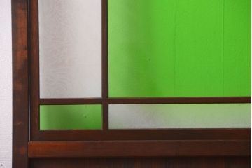 アンティーク　色ガラス入り!モダンなガラス帯戸2枚セット