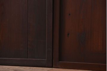 アンティーク　色ガラス入り!モダンなガラス帯戸2枚セット
