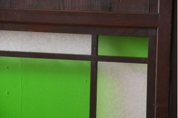 アンティーク　色ガラス入り!モダンなガラス帯戸2枚セット