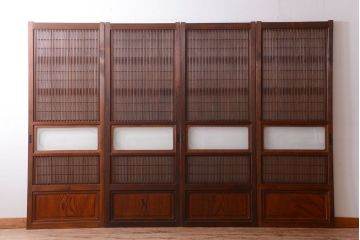 古民具・骨董　腰板欅材!上質で上品な高級格子戸4枚セット