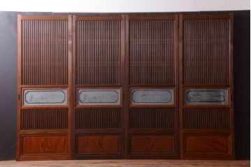 古民具・骨董　腰板欅材!上質で上品な高級格子戸4枚セット