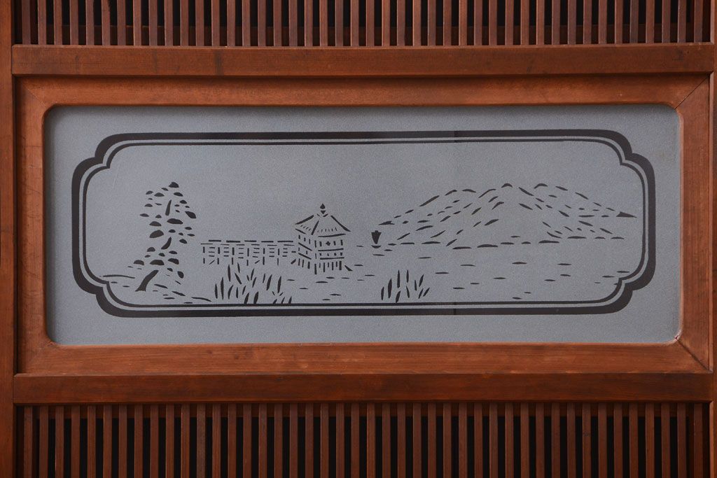 古民具・骨董　腰板欅材!上質で上品な高級格子戸4枚セット