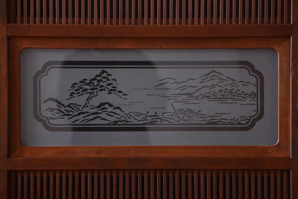 古民具・骨董　腰板欅材!上質で上品な高級格子戸4枚セット