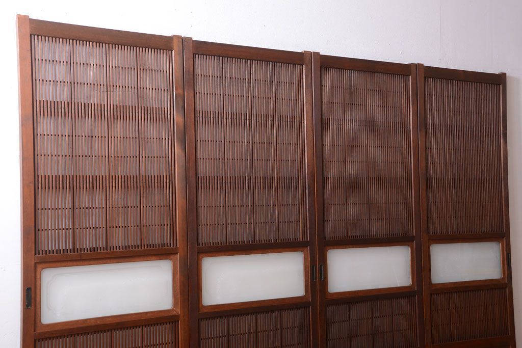 古民具・骨董　腰板欅材!上質で上品な高級格子戸4枚セット