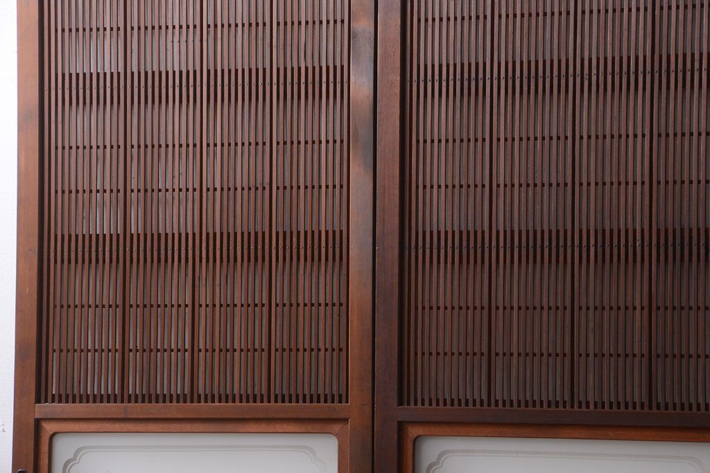 古民具・骨董　腰板欅材!上質で上品な高級格子戸4枚セット