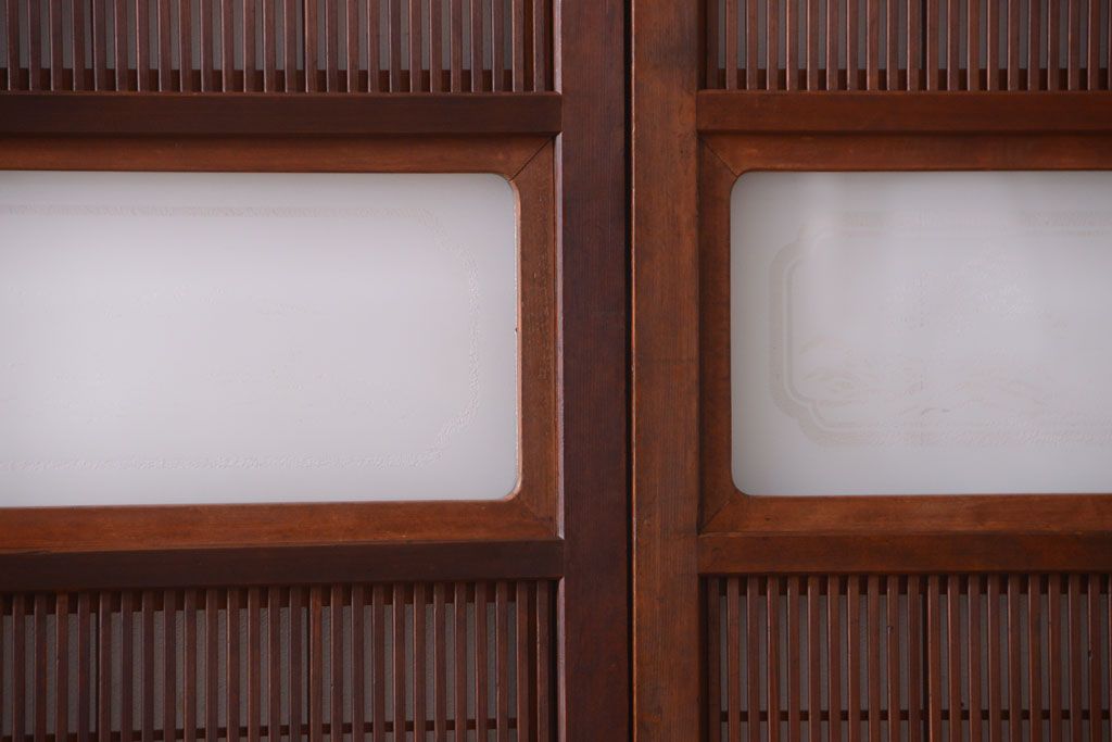 古民具・骨董　腰板欅材!上質で上品な高級格子戸4枚セット