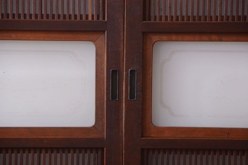 古民具・骨董　腰板欅材!上質で上品な高級格子戸4枚セット