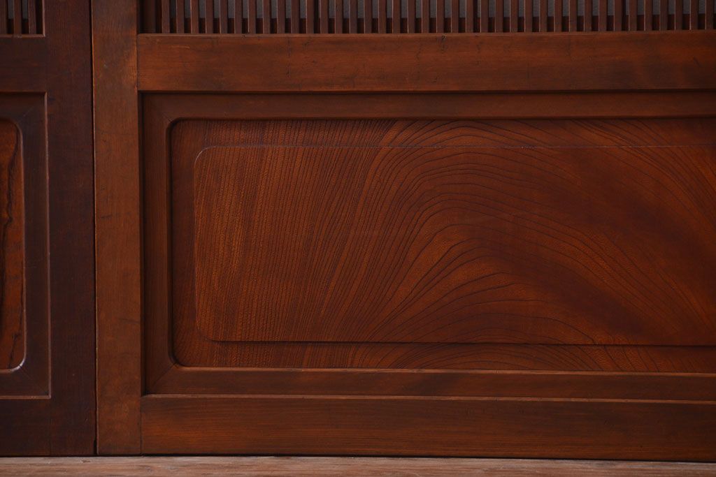 古民具・骨董　腰板欅材!上質で上品な高級格子戸4枚セット