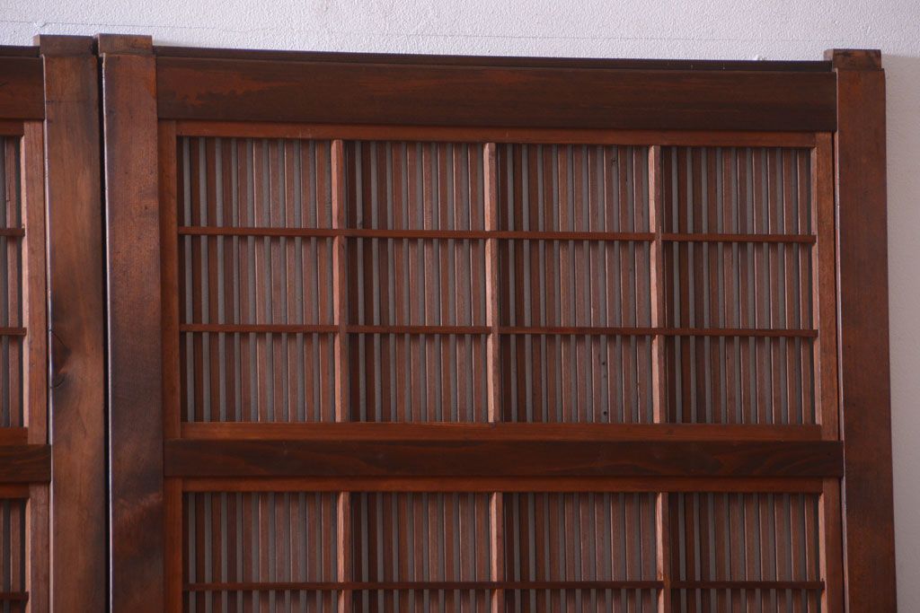 古民具・骨董　腰板欅材!上質で上品な高級格子戸4枚セット