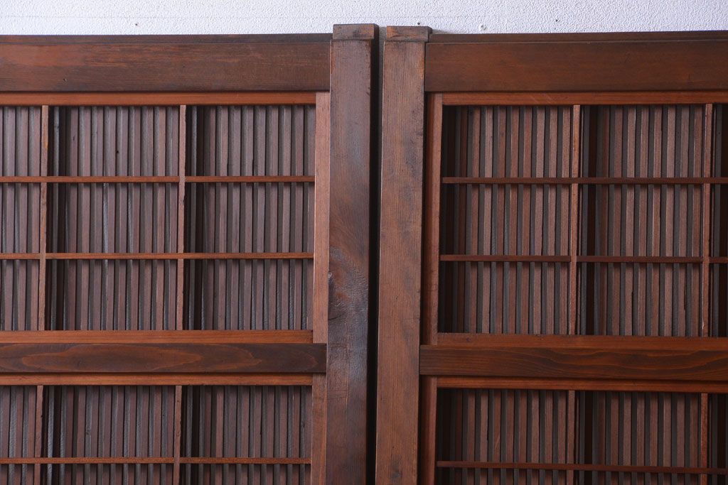 古民具・骨董　腰板欅材!上質で上品な高級格子戸4枚セット