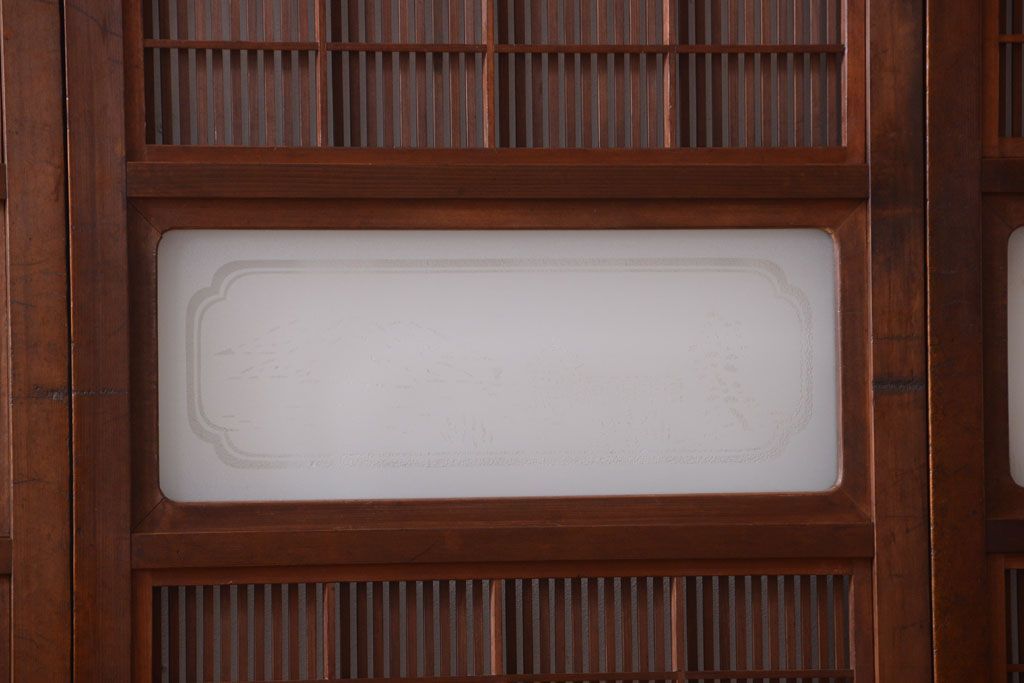 古民具・骨董　腰板欅材!上質で上品な高級格子戸4枚セット