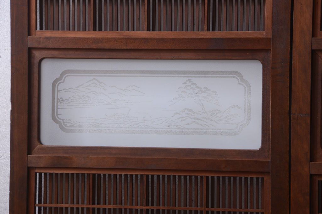 古民具・骨董　腰板欅材!上質で上品な高級格子戸4枚セット