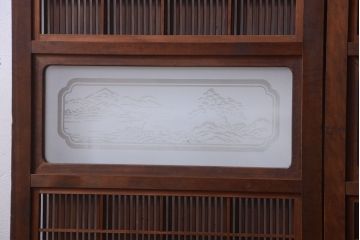 古民具・骨董　腰板欅材!上質で上品な高級格子戸4枚セット