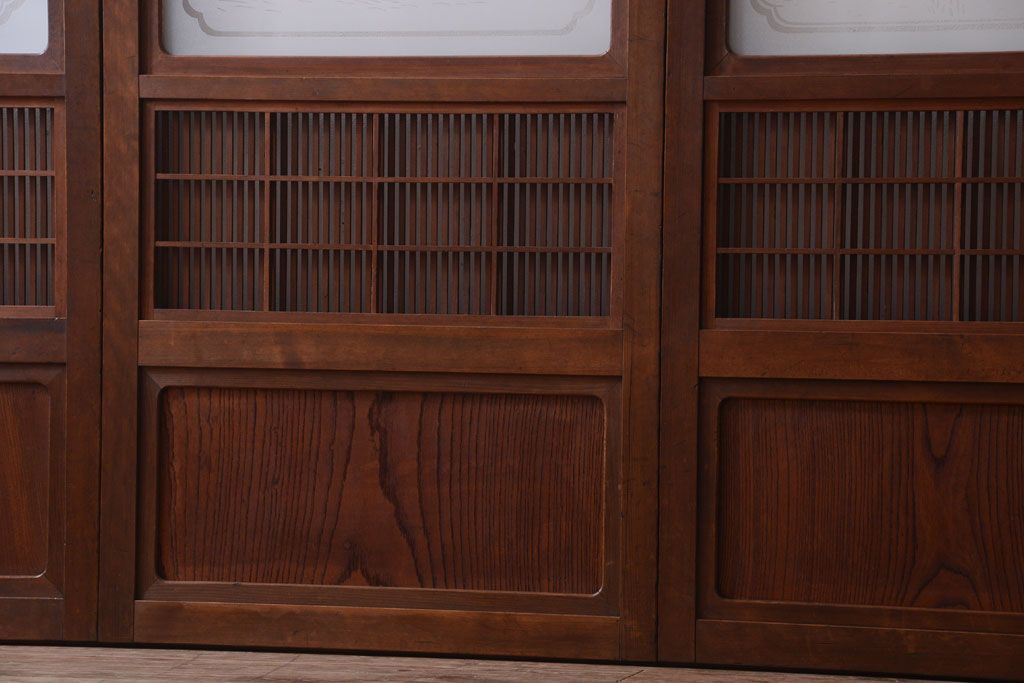 古民具・骨董　腰板欅材!上質で上品な高級格子戸4枚セット