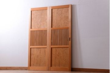 アンティーク　高級品!秋田杉一枚板の木味格子帯戸